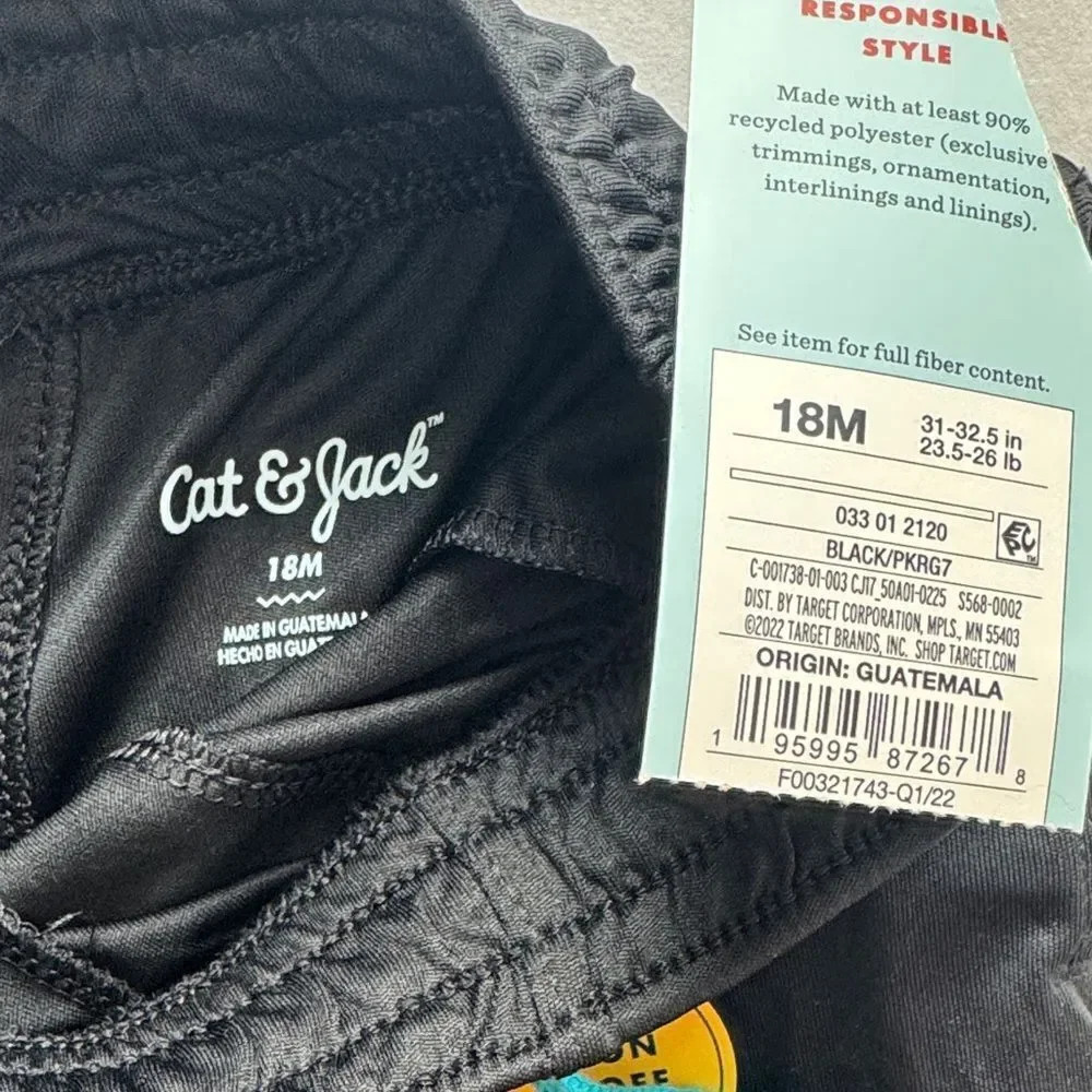 Cat & Jack Toddler Black Shorts with Blue Drawstring Size 18 Months